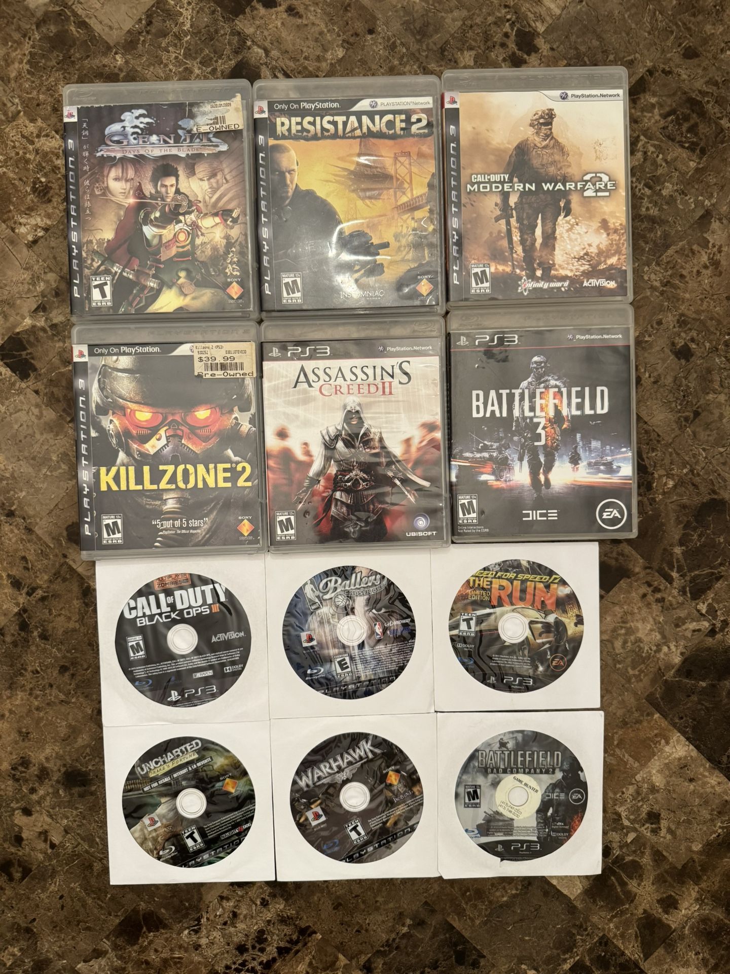 12 PlayStation 3 PS3 Games - Battlefield COD Black ops need for speed NBA Ballers