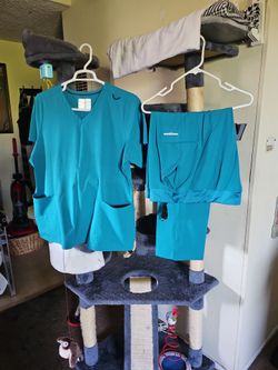 Teal Scrub Top and Pants Set