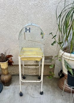 Bird Cage and Stand with Wheels (and bird food)