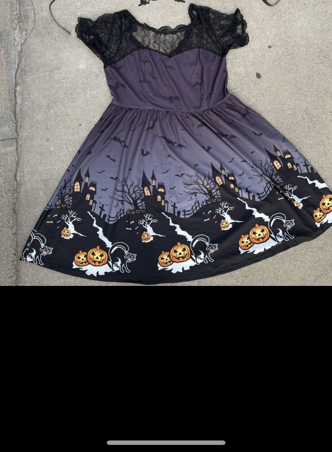 HALLOWEEN HAUTED HOUSE BLACK CAT PUMPKIN DRESS NEW SIZE adult XL in eagle rock-firm price