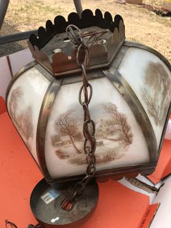 Antique hanging glass lamp