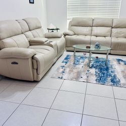 Genuine leather Dual Recliner Sofa Set For Sale