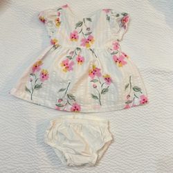 New 2-piece Baby Floral Dress Bloomers Set 0-3M