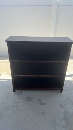 Dark Brown Wood 3-Shelf Bookcase