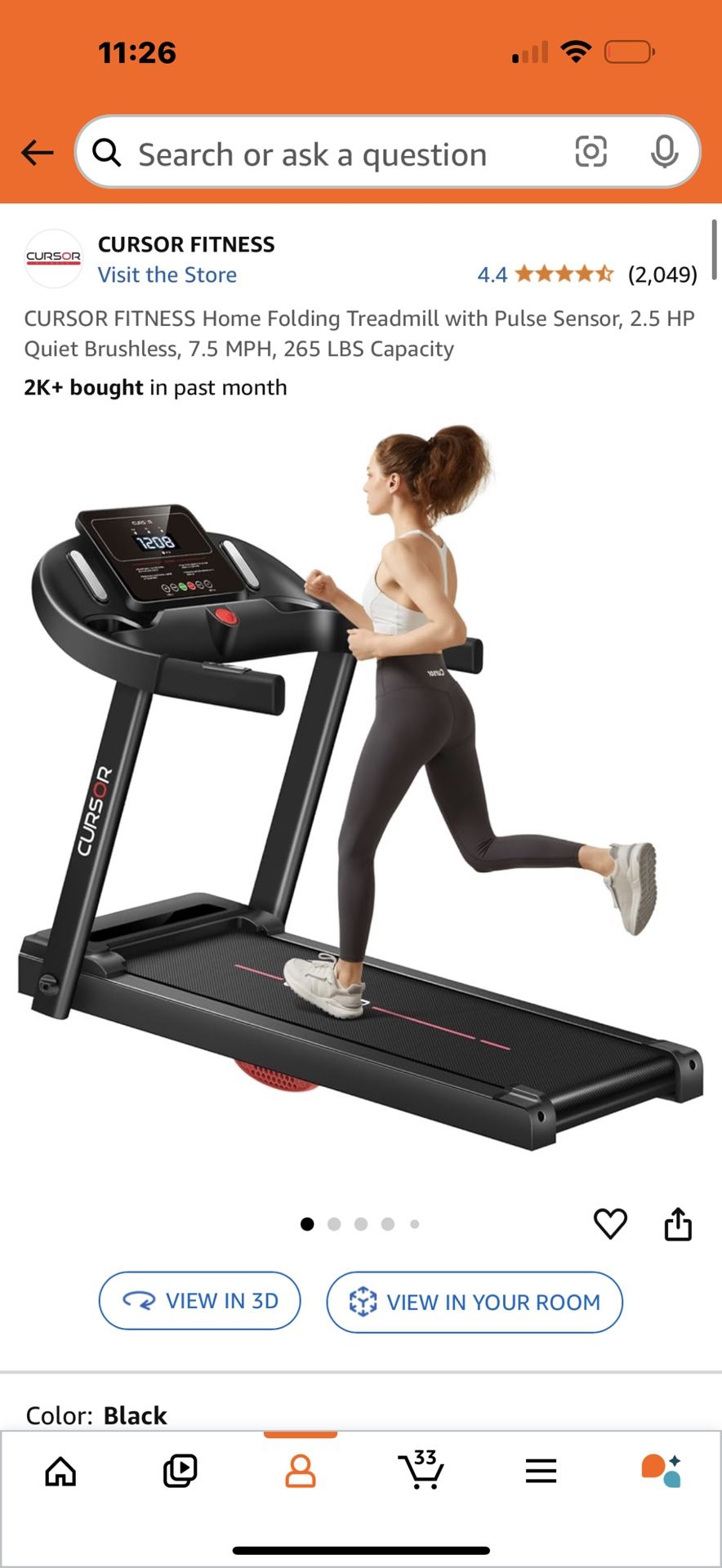 Cursor Fitness Compact Treadmill