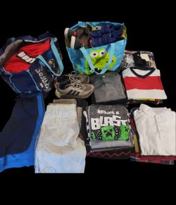 Giant Lot of Boys Clothes, Shoes & Books 