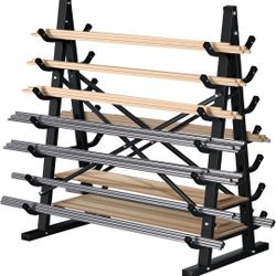7-Tier Horizontal Storage Rack, Heavy-Duty Freestanding Steel Horizontal Bar Storage Cantilever Rack, Standing Lumber Horizontal Storage Rack