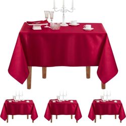 60” W x 84” L satin red table clothes 4 pack