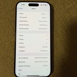 iPhone 15 Pro 256 GB. Blue Titanium Unlocked