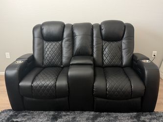 Black 2 Seater Electric Leather Recliner