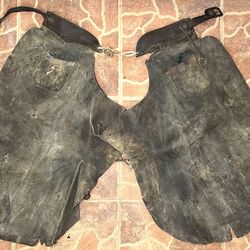 READ FIRST - Vintage Brown Leather Batwing Adult Western Cowboy Chaps
