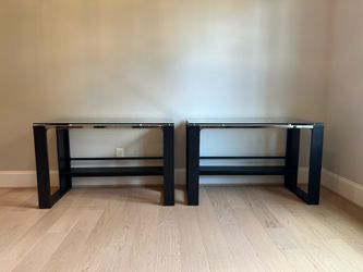 2 Matching Modern Glass Top Writing/Computer Desks