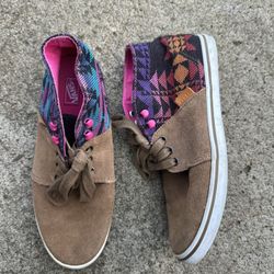Vans TB4R Mid Top Ankle High Women's Size 7.5 Aztek TRIBAL Canvas/Suede Shoes