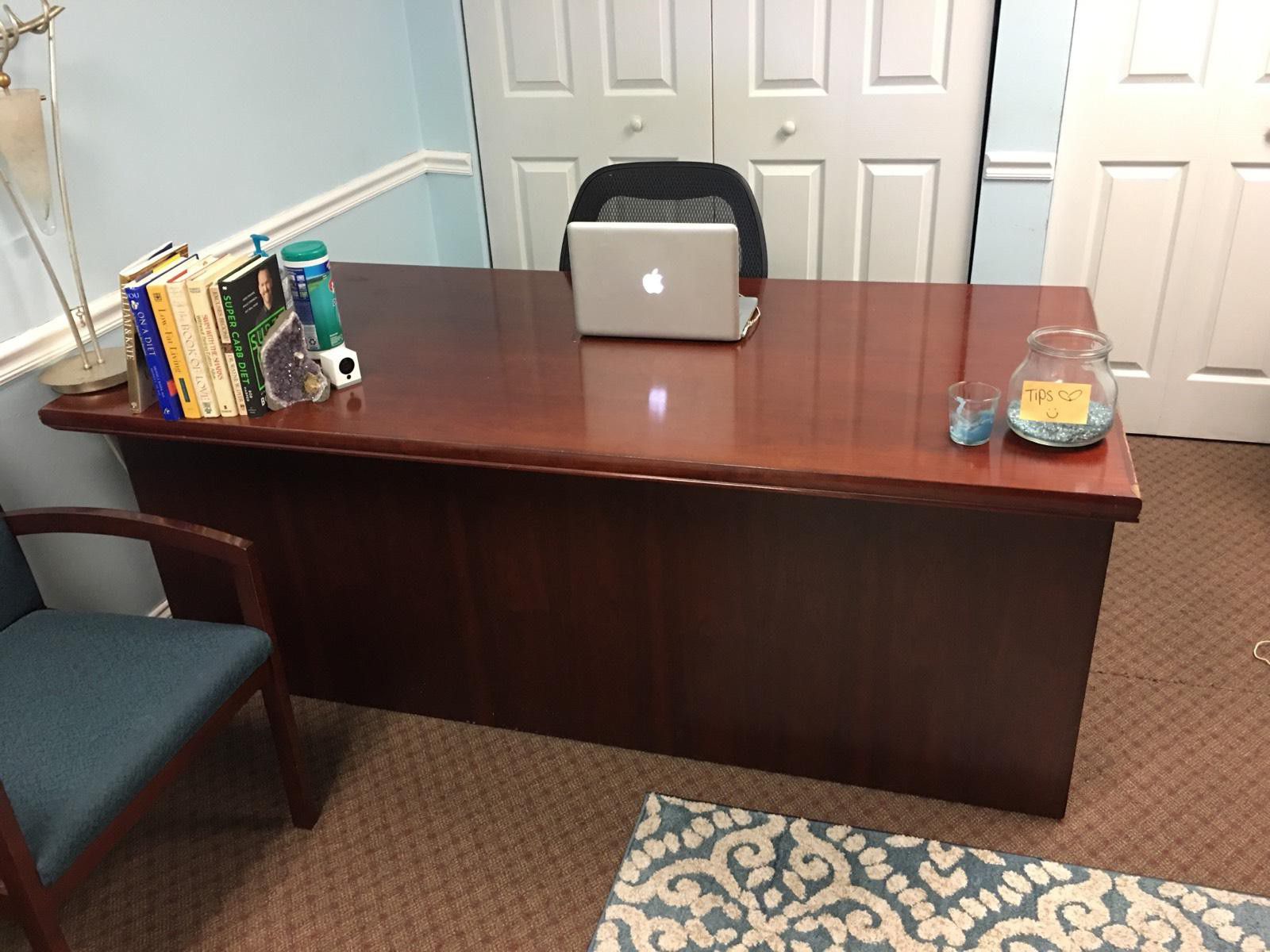 large red oak reception office desk