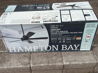 NEW Hampton Bay 54” Smart Ceiling Fan – Alexa/WiFi – Matte Black