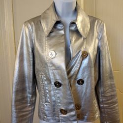 Vintage Lauren Jeans Company Ralph Lauren Petite Metallic Silver Women's Jacket 