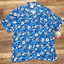 Disney Hawaiian Summer Vacation Relaxation Rayon Collared Polo Shirt Mens 2XL