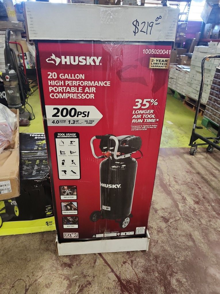 Husky
20 Gal. 200 PSI Oil Free Portable Vertical Electric Air Compressor