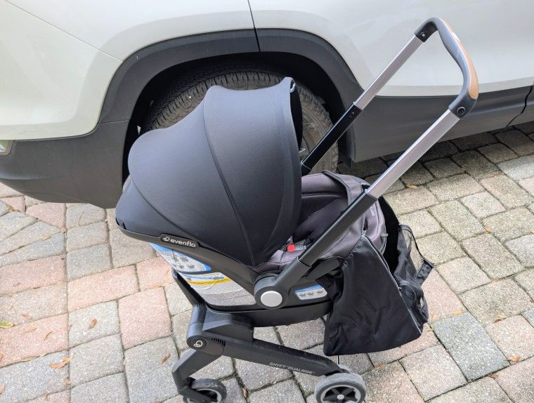 Evenflo Shyft DualRide Infant Car Seat Stroller Combo w Carryall Storage