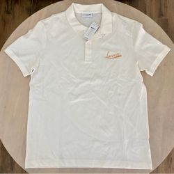 NWT LACOSTE Men's Slim Fit White Short Sleeve Polo Shirt! SIZE XL! $125!