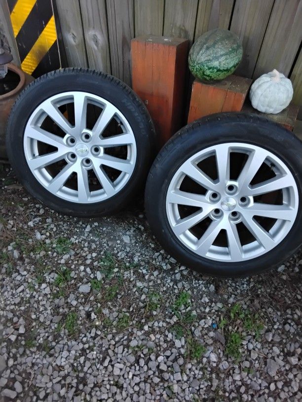 5 Lug Chevy Aluminum 18" Rims And Tires ,2only.