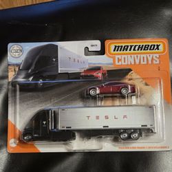 Matchbox Convoys. Tesla Semi & Box Truck,  2015 Tesla Model S