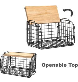 2 Set Stackable Wire Basket with Openable Top,