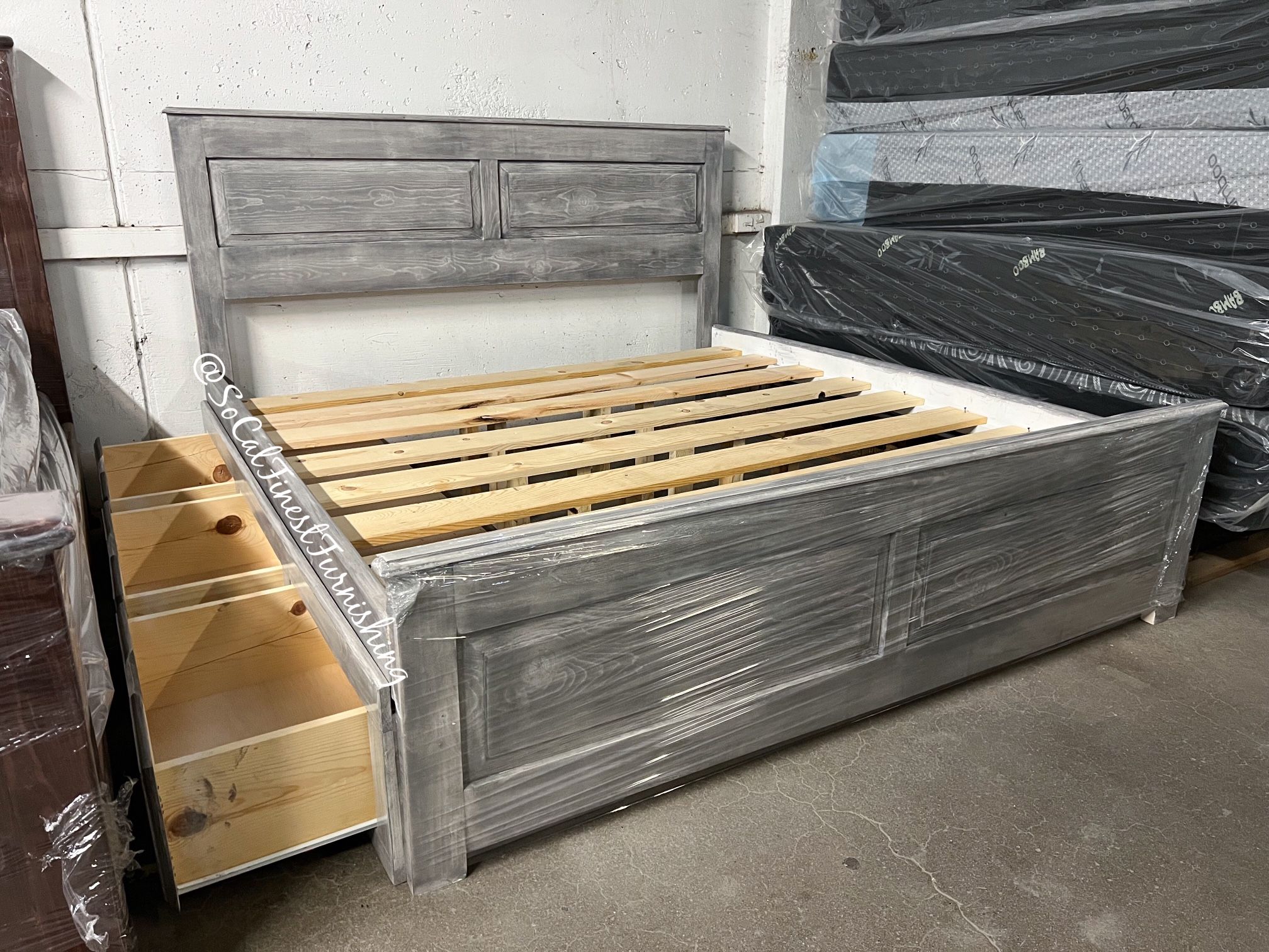 King Bed With Drawers Frame - No Mattress