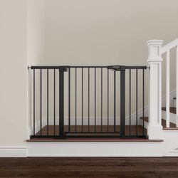 Baby Gate Extra Wide, 29.7-51'' Pressure Mounted Dog Gate With Walk Thru Door, Auto Close Pet Gate