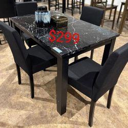 5 Piece Faux Marble Top Dining Table Set  - Limited Time Offer 