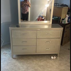 Silver Dresser With Mirror