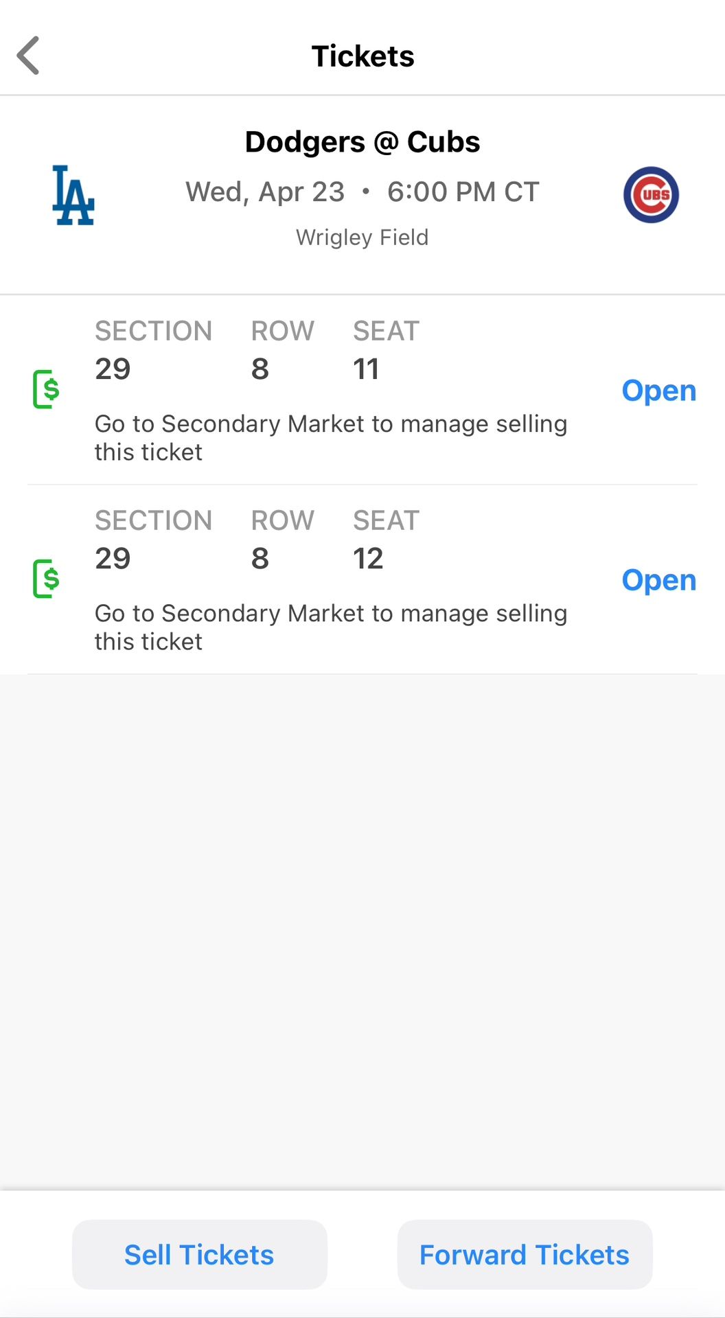 Dodgers @ Cubs 4/23