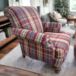 Clayton Marcus Plaid Cotton & Polyester Armchair