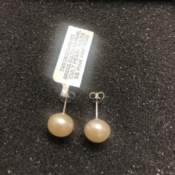 Cultured Pearl And Sterling Earrings 
