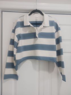 RE/DONE Cropped Striped Rugby Polo Top