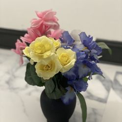 Colourful Flowers And Pot - Fake Flowers