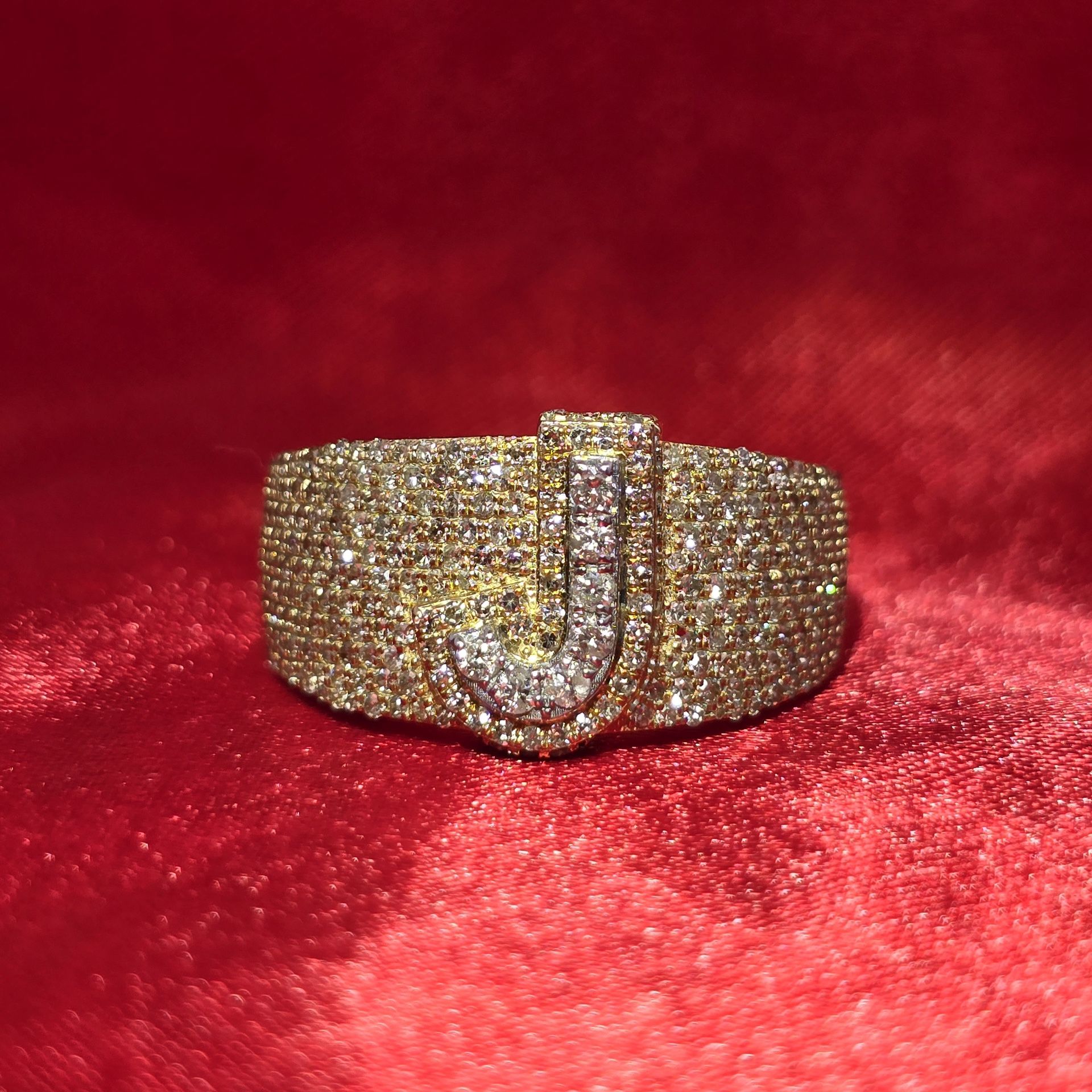 10k Yellow Gold Diamond "J" Initial Ring 1.44 ctw