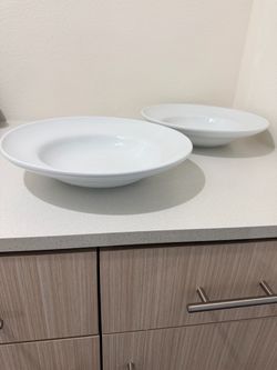 White Ceramic Serving Bowls Set of 2