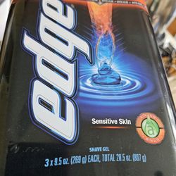 3 Pack Edge Sensitive Skin Shave Gel with Aloe 9.5 Oz Each Value Size 35% More