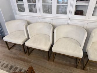 Velvet Ivory Dining Chairs with Gold Base