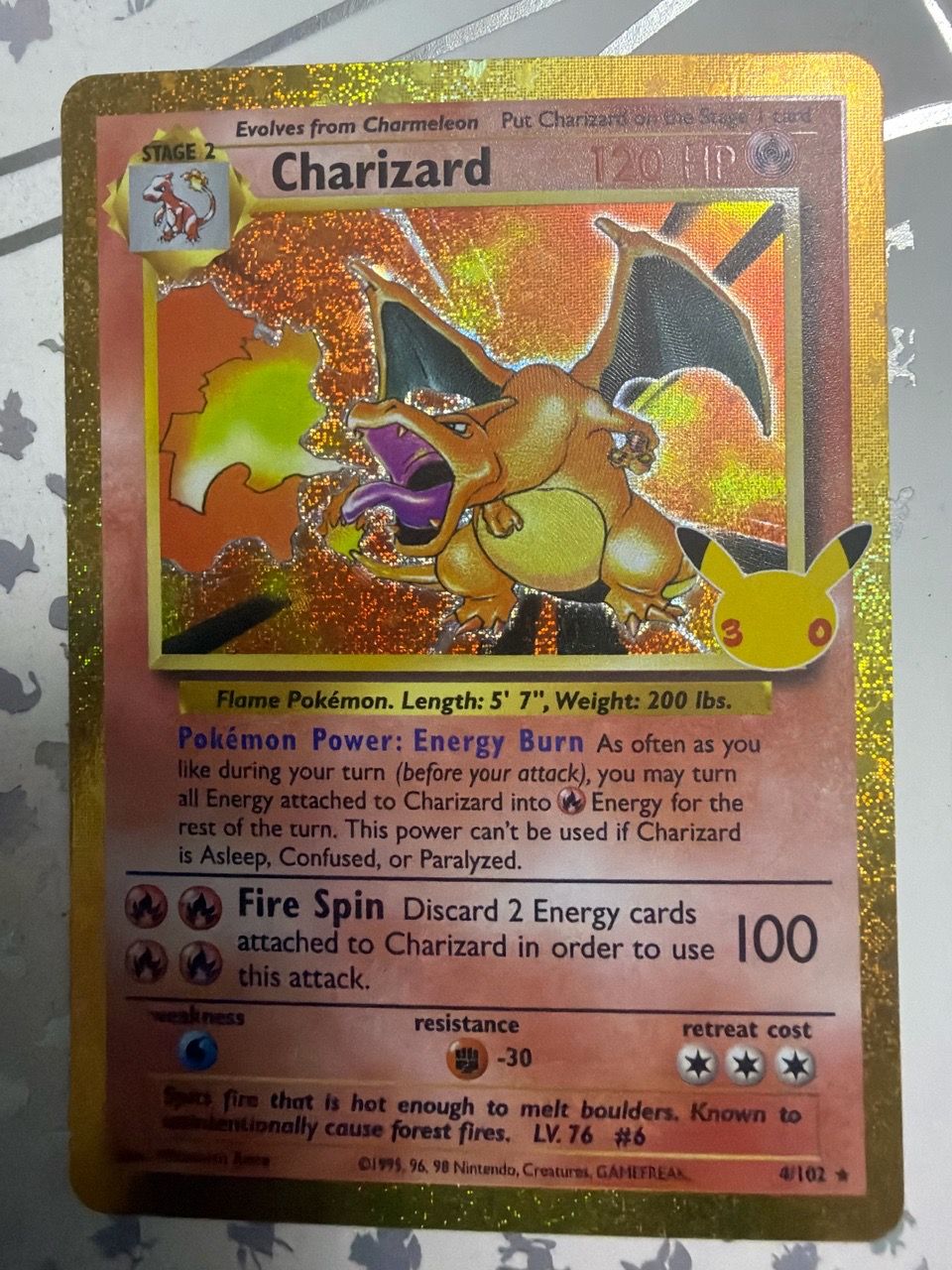 30th Charizard Holo Pokémon Card 4/102 Base Set for Sale in Las Vegas ...
