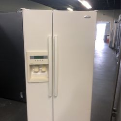 Whirlpool 33”wide Side By side Almond Color Refrigerator 