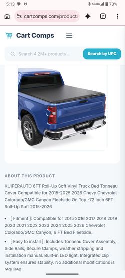 KUIPERAUTO 6FT Roll-Up Soft Vinyl Tonneau Cover