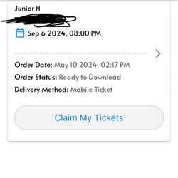 Junior H Ticket Fresno Friday September 6 Row U 101
