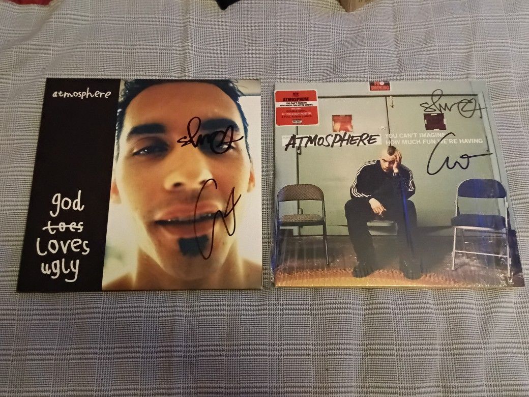 2 Autographed Atmosphere Vinyl Records New