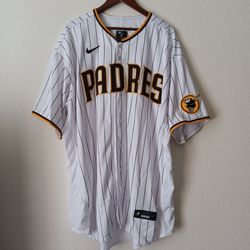 Size 60 (4XL) San Diego Padres Nike Men's Pinstripe White/Brown Home Authentic Elite Jersey