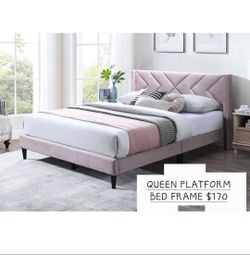 QUEEN PLATFORM BED FRAME NO MATTRESS 