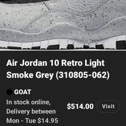 Nikes Air Jordan's smoke gray size 10 and 1/2
