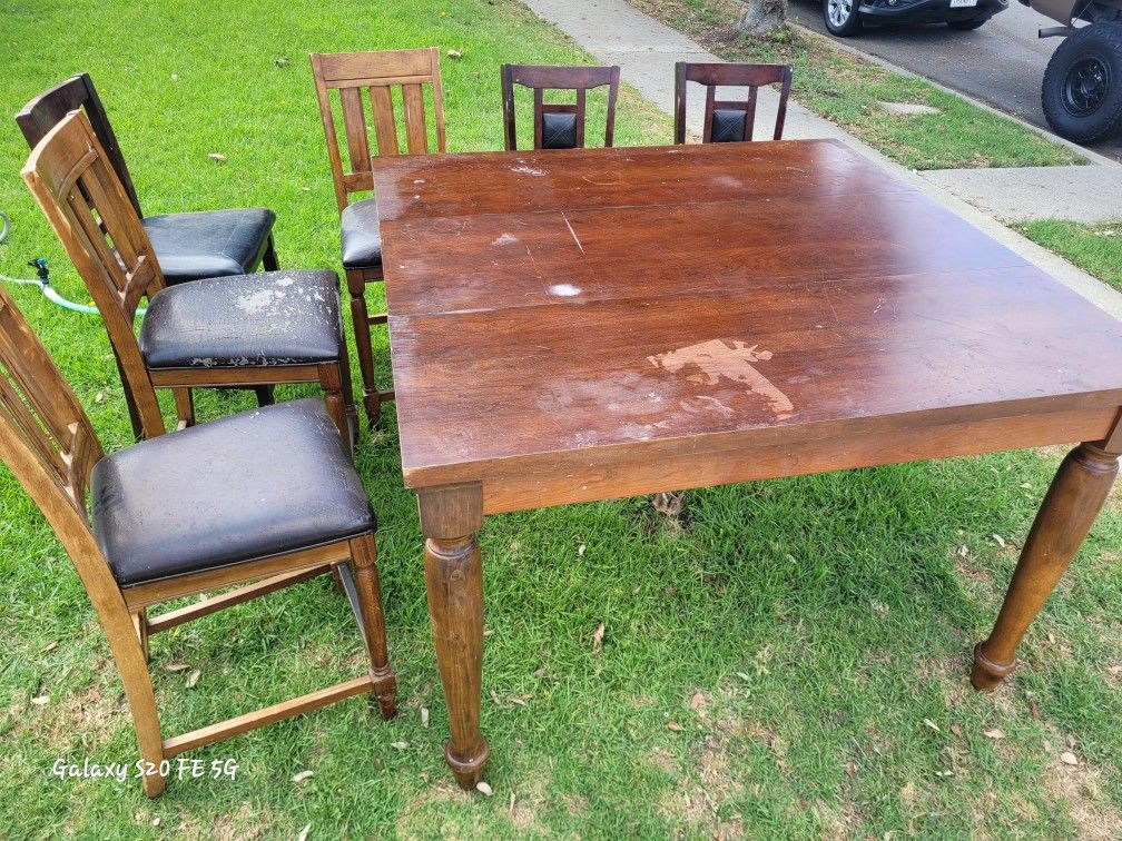 Wood Table Plus Chairs