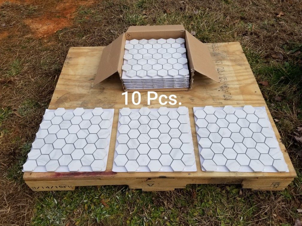 New! 12 X 12 Polished Hexagon Mosaic w/ Mesh Backing For Easy Installation